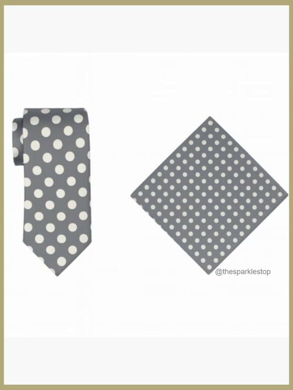 Men's Polka Dot Necktie and Pocket Square Set - Microfiber Satin Finish Tie - Picture 3 of 5